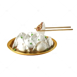 3D立体仿真立冬节气水饺饺子