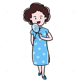 卡通旗袍妈妈女生中国风古风手绘图