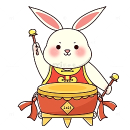 手绘新年兔子