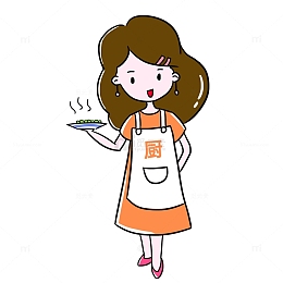 卡通妈妈做饭手绘图