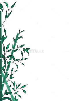 绿色笔直竹子手绘装饰图片