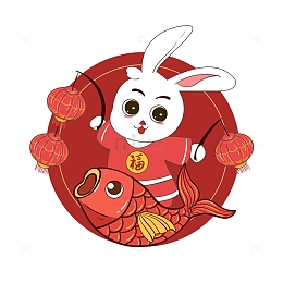 兔生肖鲤鱼灯笼