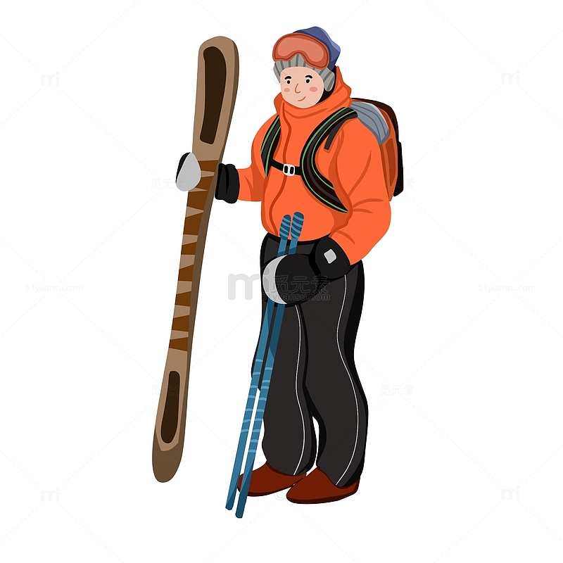 手绘滑雪立冬滑雪的男人运动