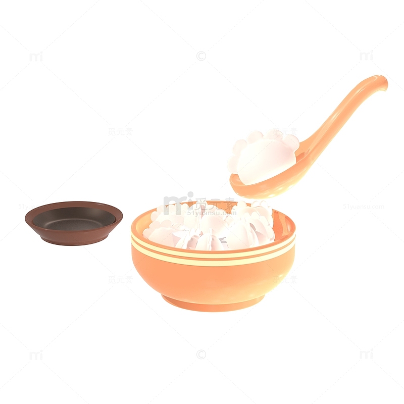 3D一碗饺子蘸醋立冬天传统美食水饺