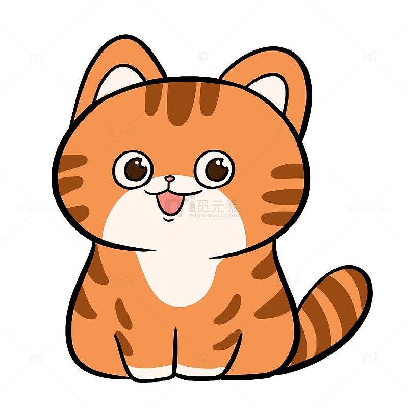 猫 卡通 可爱 橘猫 贴纸 素材