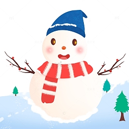 冬天堆雪人节日元素
