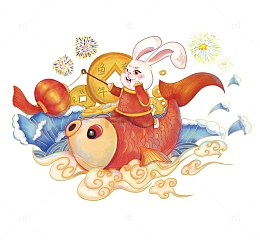 2023兔年生肖氛围手绘图