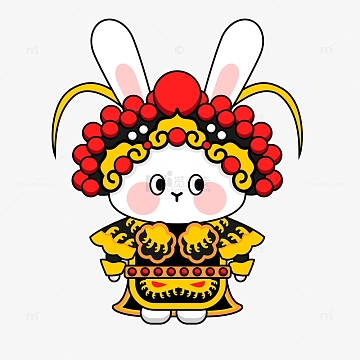 京剧戏曲中国风新年卡通兔子