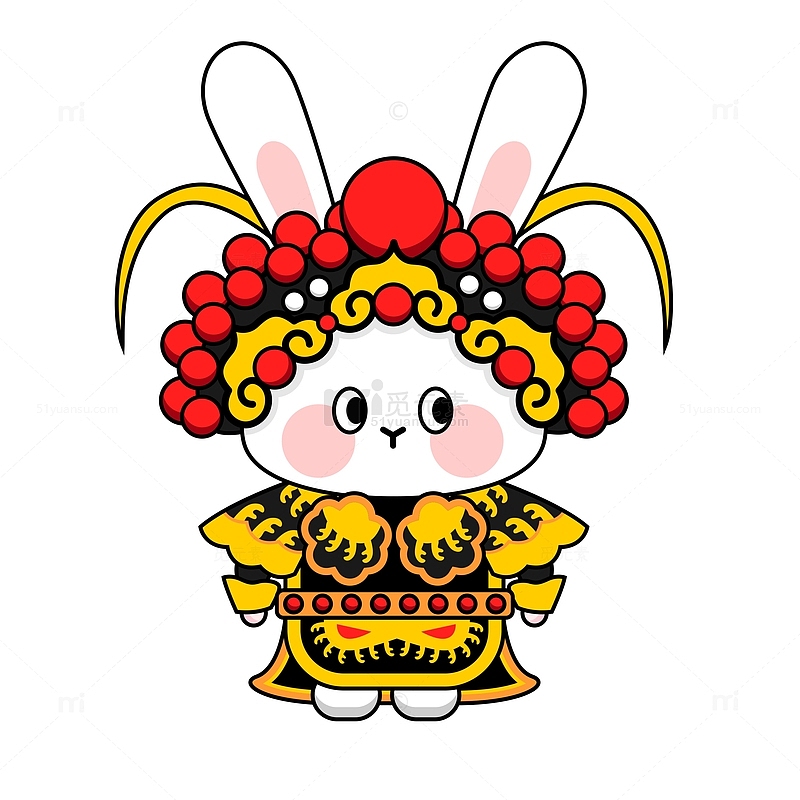 京剧戏曲中国风新年卡通兔子