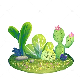 绿色肌理质感插画植物