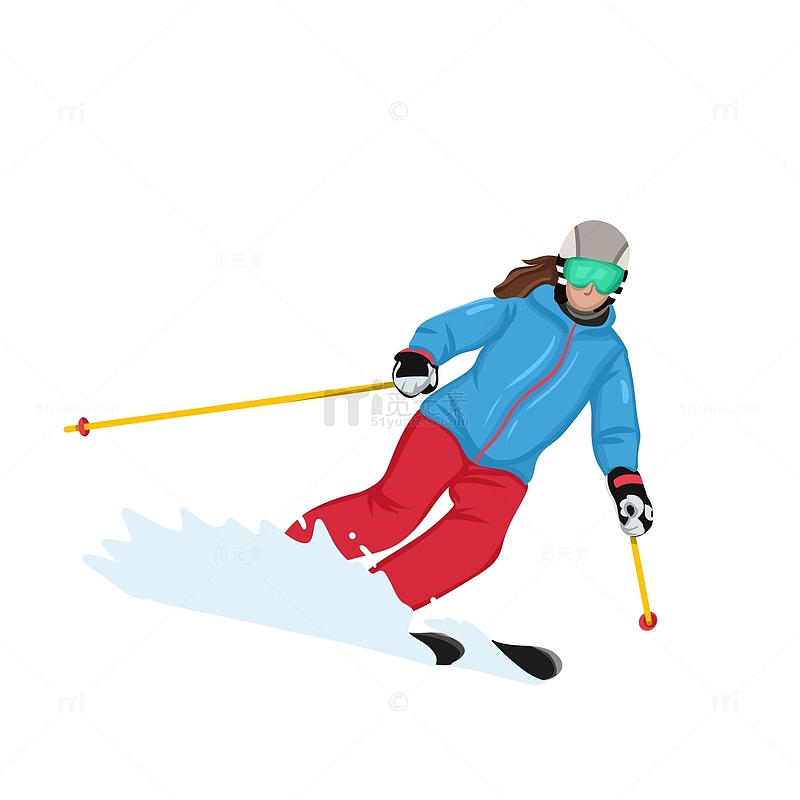 立冬滑雪滑雪运动手绘冬天插画元素