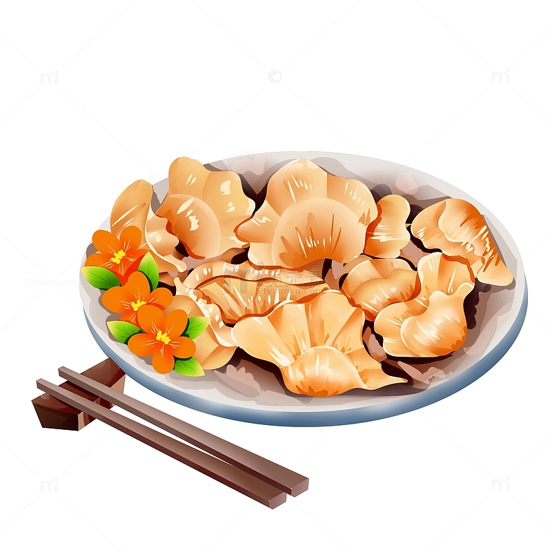 手绘立冬吃饺子筷子装饰元素