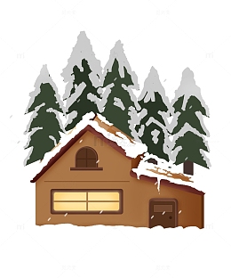 立冬寒风大雪林中小屋