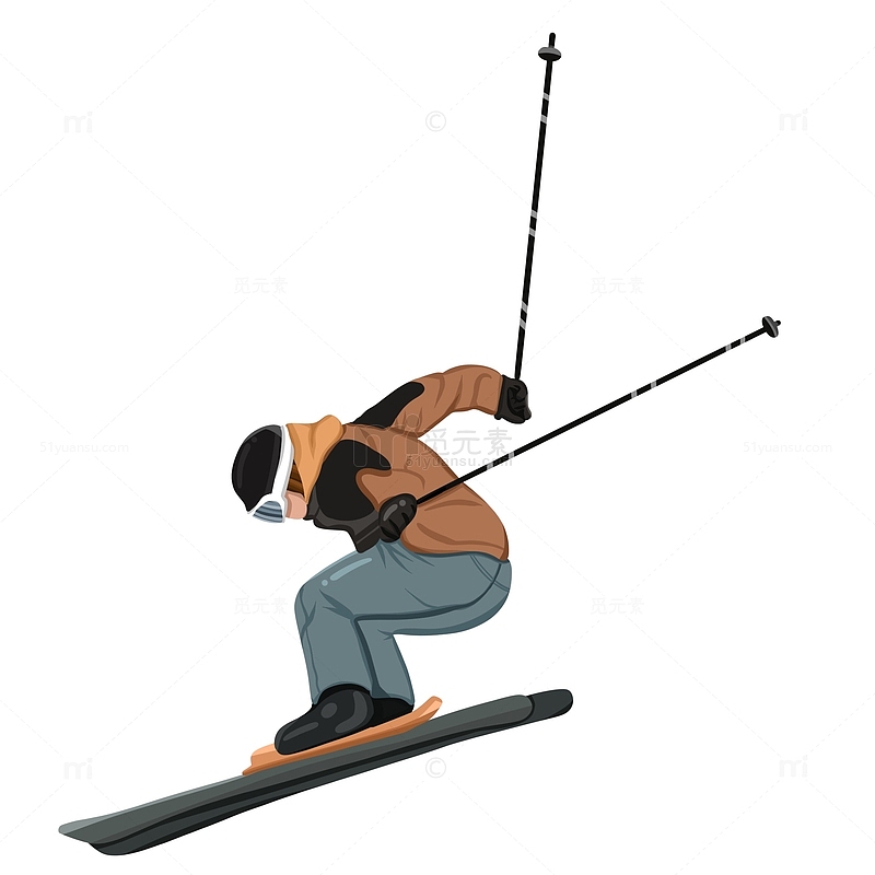 滑雪立冬冬天运动手绘