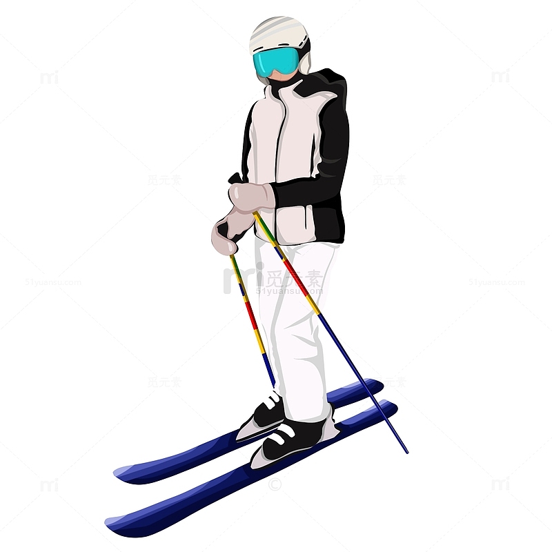 手绘滑雪的人立冬冬天运动