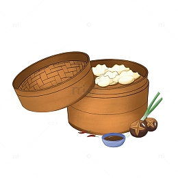 白色写实可爱冬至立冬饺子手绘元素