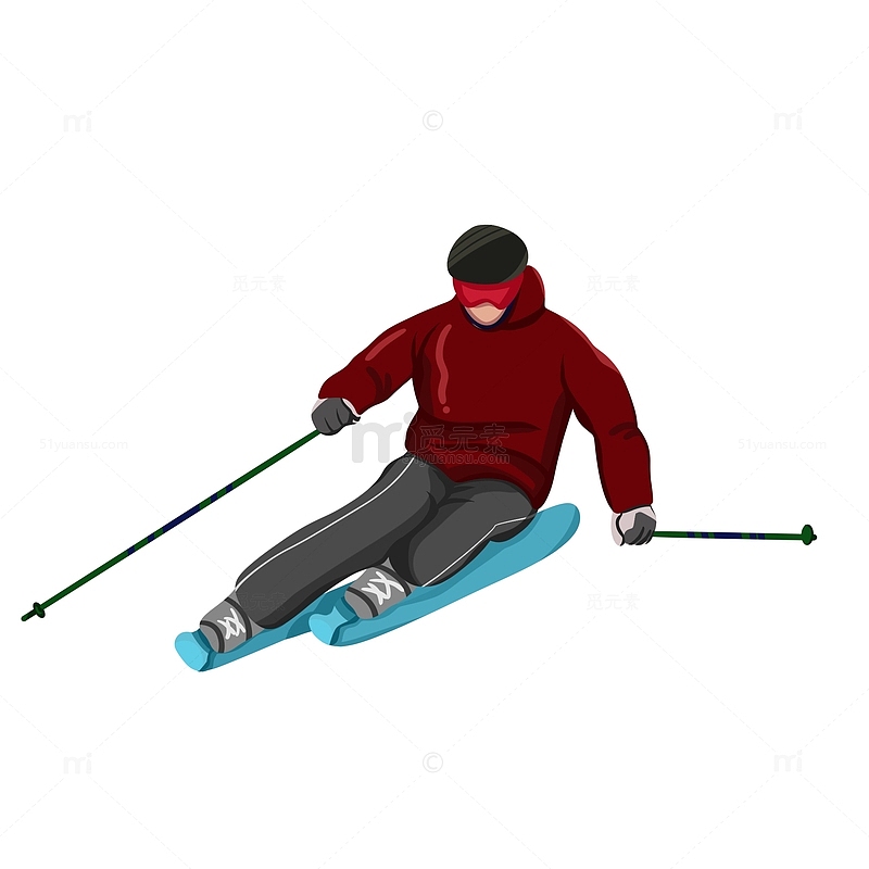 立冬滑雪运动滑雪的人手绘插画