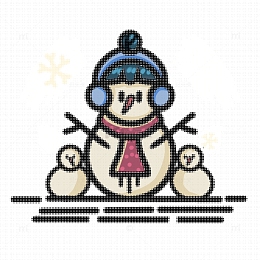 马赛克可爱小雪人素材