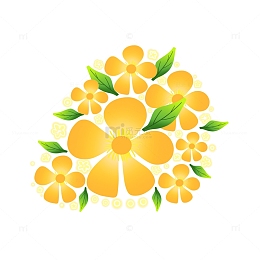橙色渐变小清新植物花草花卉装饰手绘