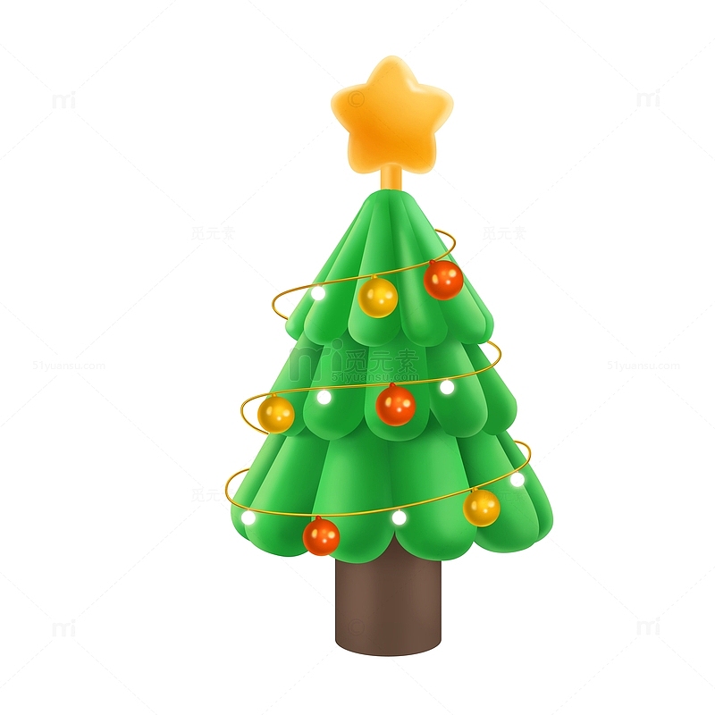 绿色3d立体圣诞树手绘图