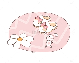 粉色手绘冬季拖鞋花朵抱枕兔子玩偶毛毯可爱