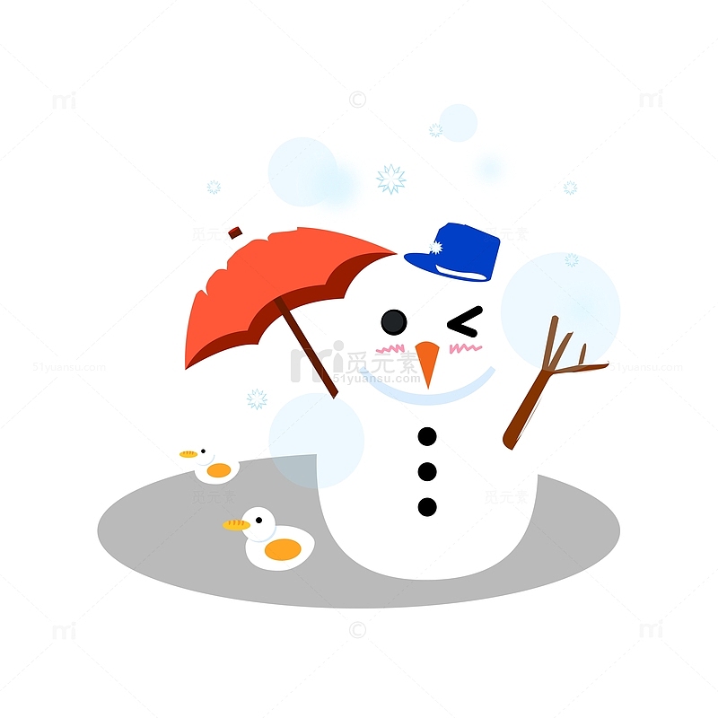 冬季撑伞小雪人