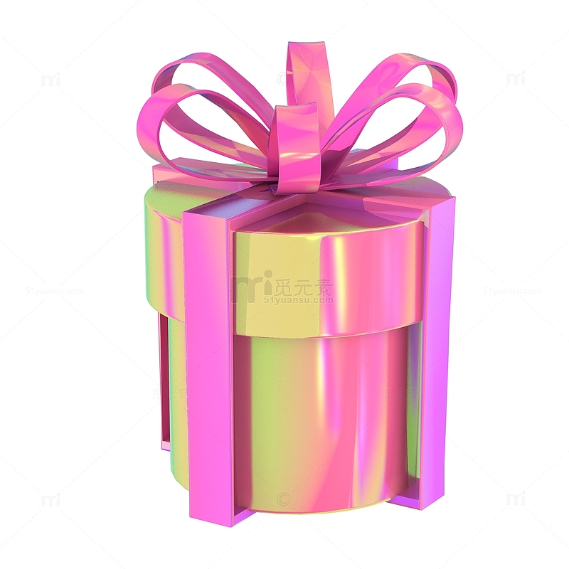 3D粉色镭射酸性潮流礼盒电商装饰