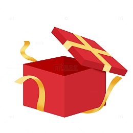 红色礼盒圣诞礼物打开礼盒黄色飘带礼盒