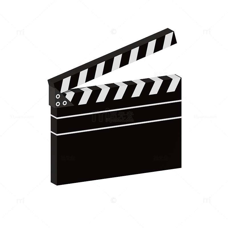 黑色3D电影场记板拍摄图标
