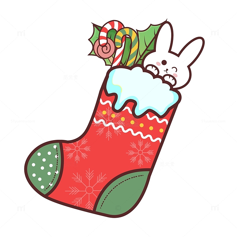 圣诞节可爱小白兔圣诞袜子