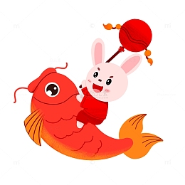 手绘新年生肖锦鲤兔生肖元素