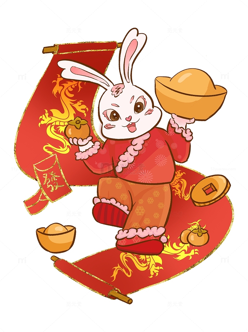 2023兔年IP元素春节福兔国潮前兔似锦