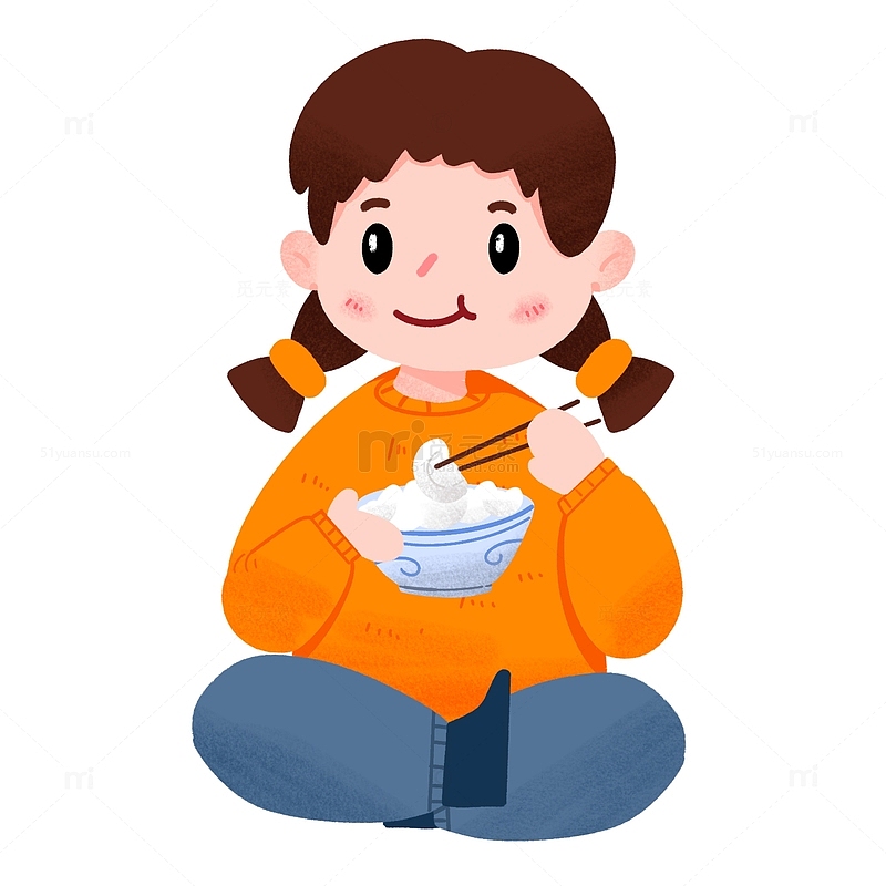 女孩立冬坐着吃水饺元素