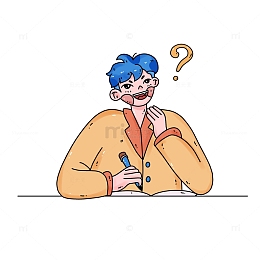 手绘卡通问号学习男孩