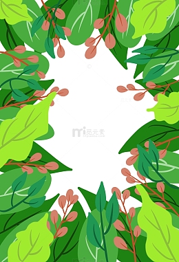 绿色植物花草边框装饰