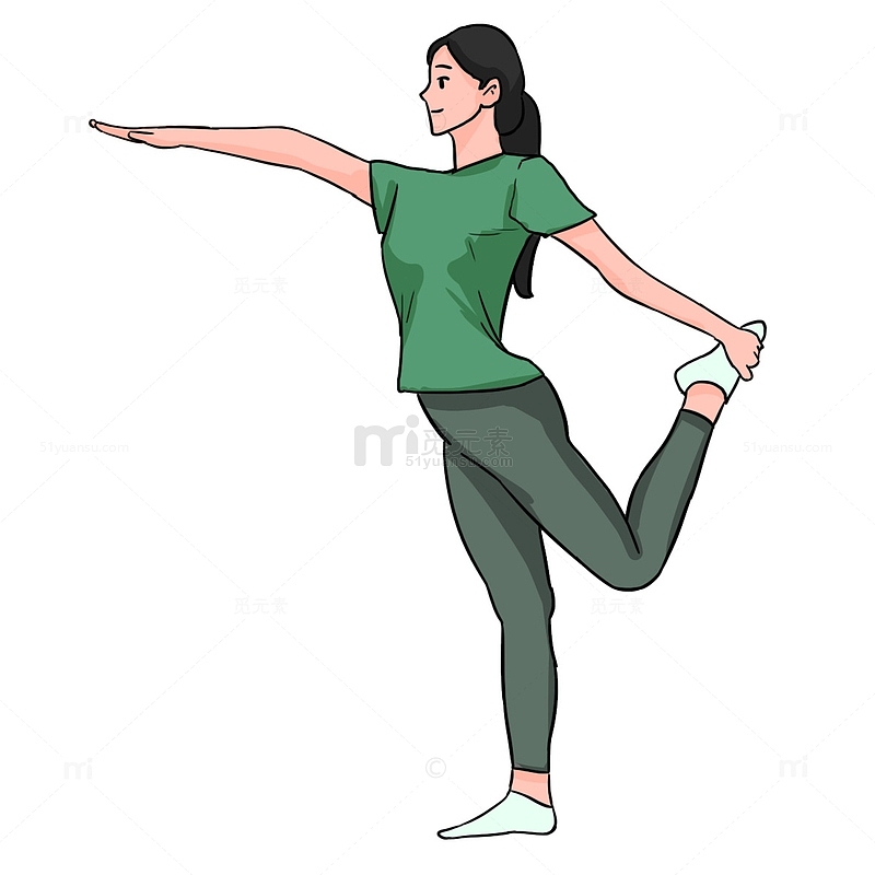 练习瑜伽女休息单脚站立平衡修心