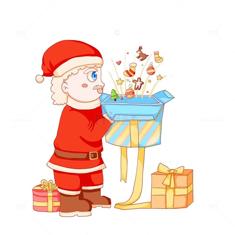 圣诞节礼盒圣诞袜圣诞老人麋鹿圣诞树姜饼人