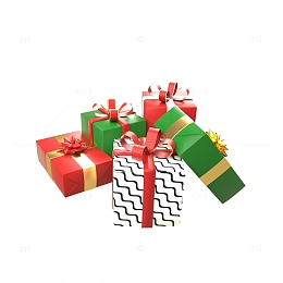 立体礼物堆模型元素