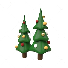 卡通立体圣诞树模型