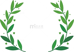 简约风格绿色树叶标签元素