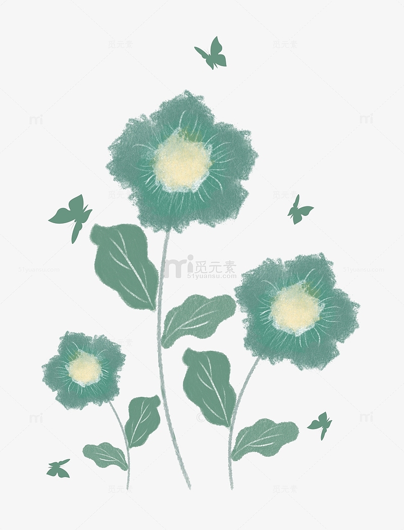 綠色小清新小花植物花卉裝飾
