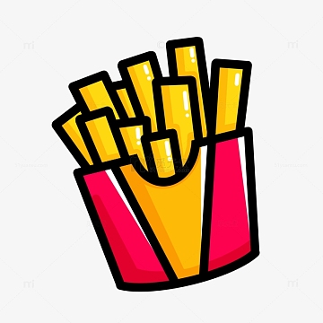 黄色红色极简扁平插画风薯条元素线条插画