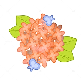 粉色绣球花蝴蝶手绘元素
