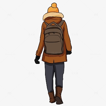 冬季女装背影旅行立冬