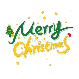 绿色圣诞快乐手绘艺术字