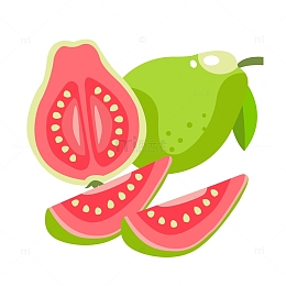 红心芭乐水果奶茶卡通手绘番石榴