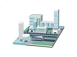 创意商务风3d地铁城市建筑