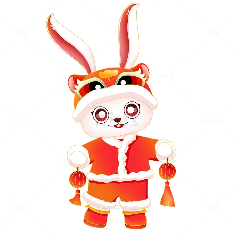 简约喜庆红色装扮兔子生肖新年元素