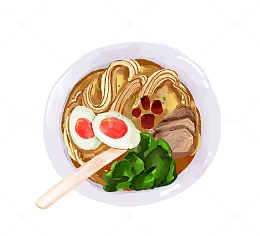 绿色小清新面条牛肉面文创周边手绘图