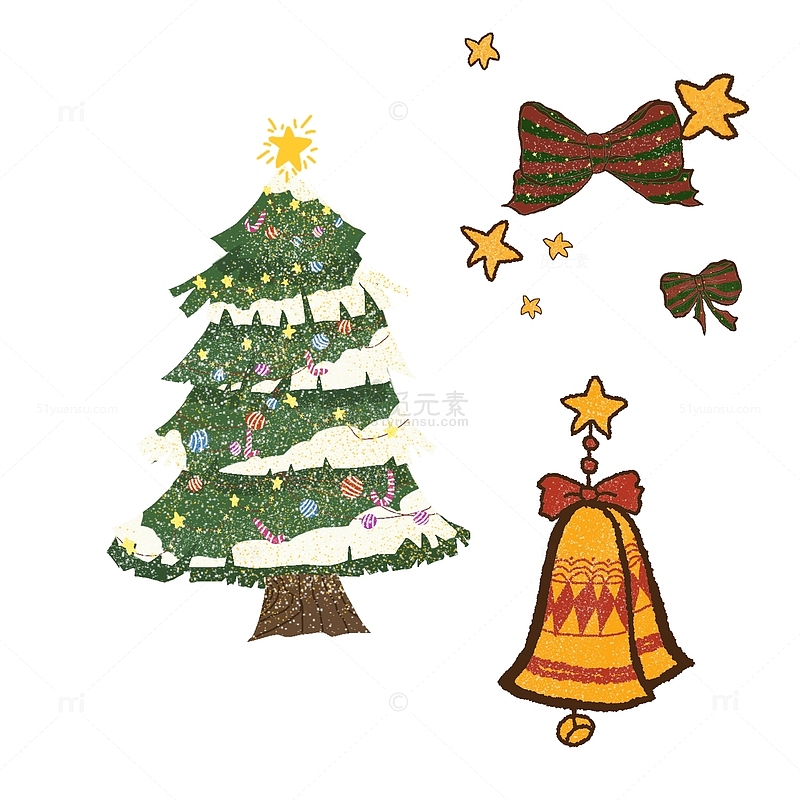 圣诞节圣诞树蝴蝶结铃铛各种装饰元素